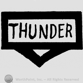 Thunder written with uppercase letters inside a rectangle