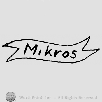 Mikros written with lowercase letters on a ribbon