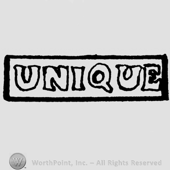 Unique written with uppercase letters inside a rectangle