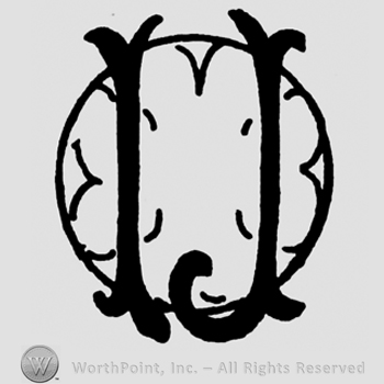 Uppercase handwritten IJ over a round design
