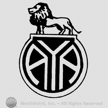 Lion standing on a round shapes stand, Uppercase AYA written on the stand