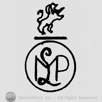 Handwritten uppercase MP in a circle under a stand with a pranced lion