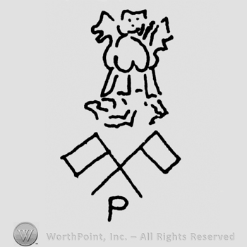 Three animals, two banners, uppercase P