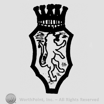 Shield with crown, pranced lion inside