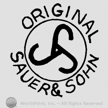 Original Sauer & Sohn written with uppercase letters outside a circle with a triple S inside