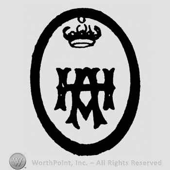 Uppercase HA and a crown inside an oval
