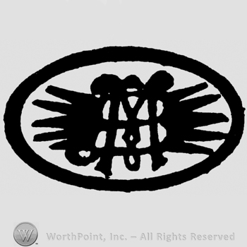 Uppercase BM with radius around inside an oval
