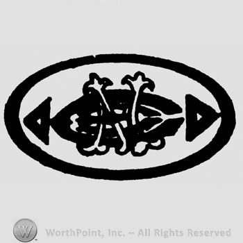 Uppercase handwritten MC inside an oval