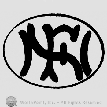 Uppercase NF inside an oval