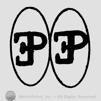 Uppercase mirrored E and uppercase P inside an oval