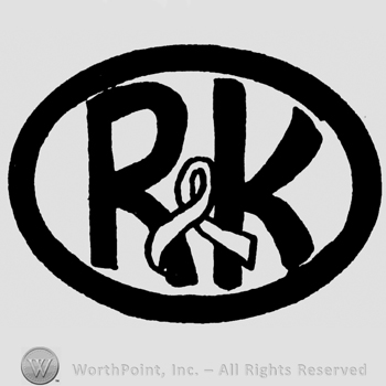 Uppercase R&K inside an oval