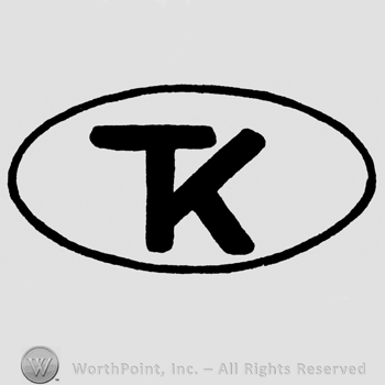 Uppercase TK inside an oval