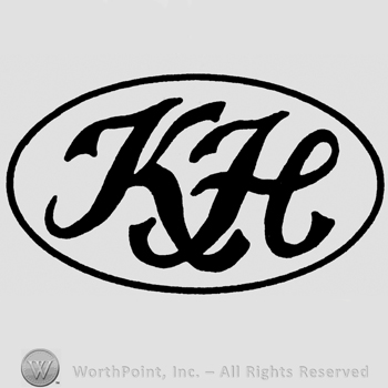 Uppercase handwritten KH inside an oval