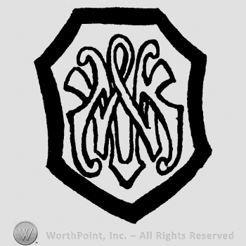 Uppercase MW handwritten on a shield