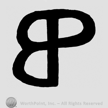 Uppercase mirrored B next to uppercase P
