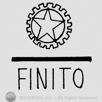Star in round shape, horizontal line and Finito with uppercase letters written below