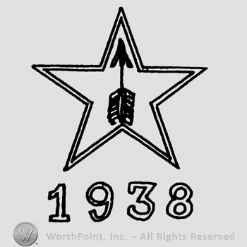 Star with arrow inside, 1938 written below