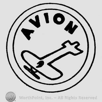 Plane inside a circle, Avion written with uppercase letters