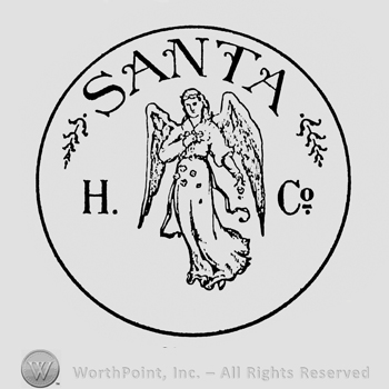 a circle with the word Santa above an angel and the initials H & Co