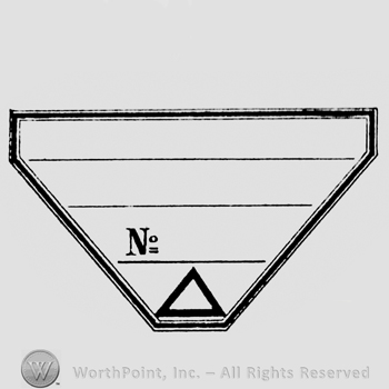 a triangular label with horizontal lines