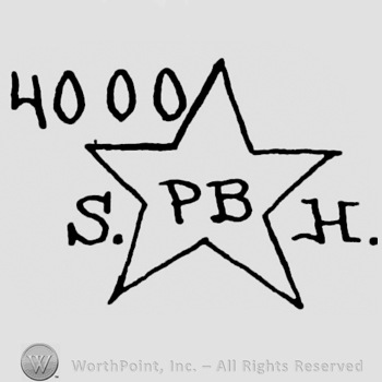 a star with the initials PB insisde and the initials SH outside; 4000 written above.