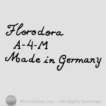 the text Florodora Made in Germany in handwriting and A-4-M written in the centre. 