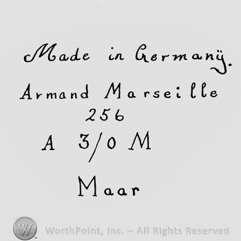 the text Made in Germany Armand Marseille 256 A 3/0 M Maar.