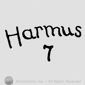 the word Harmus above a 7