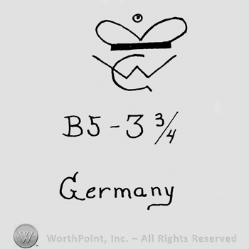 a crown above the initials CW overlapping; B5 - 3 3/4 Germany written bellow.