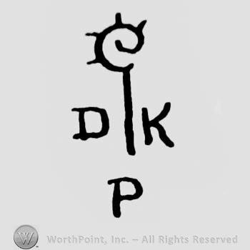 a spyral and initials DKP.