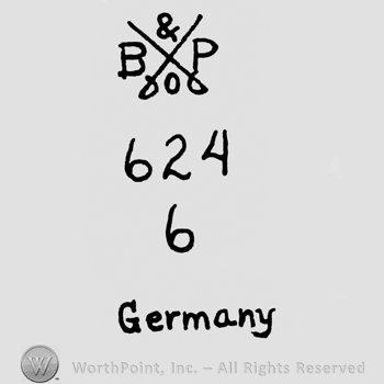 two crossed swords and the initials BP; 624 6 GERMANY written bellow.