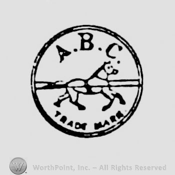 a round logo with a running horse and initials ABC; TRADE MARK written on the bottom.