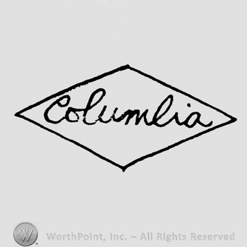 a diamond shape logo with the word Columbia written inside