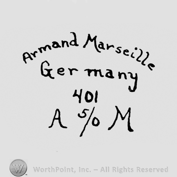 the text Armand Marseille Germany 401 A 5/0 M