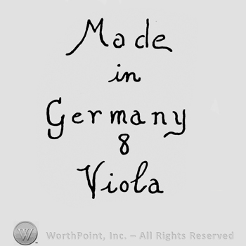 the text Made in Germany 8 Viola handwritten