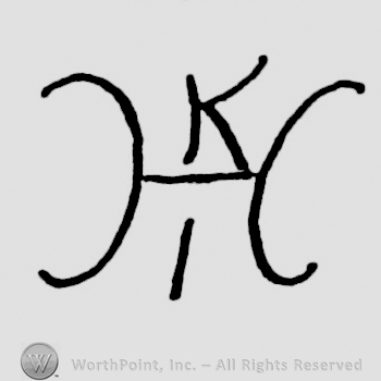 an H with a K above and an I under