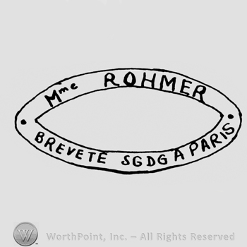 an oval logo with the name  of the company: M ROHMER BREVETE SGDG A PARIS.