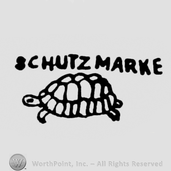 a turtle under the text Schutzmarke in uppercase letters
