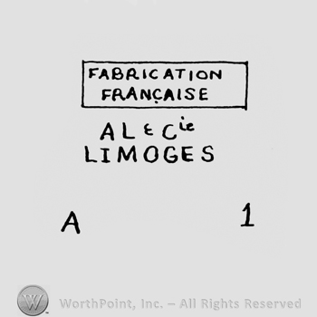 a rectangle containing the text Fabrication Francaise in uppercase above the text AL & Cie Limoges