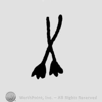two crossed lines that resimble duck legs