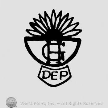 a flower, half a circle and the initials GH DEP