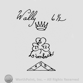 a crown above a clover leaf and a triangle; LIMBACH written.