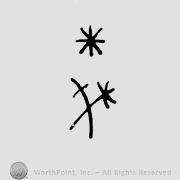 two crossed simple flover designs under an asterisk
