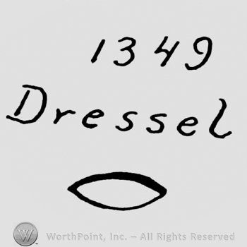the text 1349 Dressel above an oval