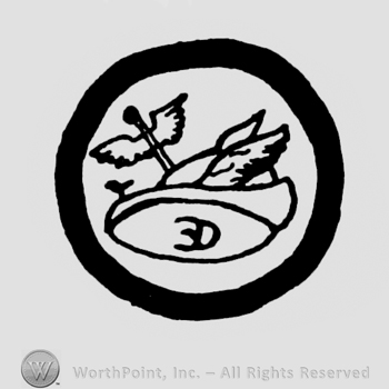 a circle with a hat with wings inside and 3D written on.