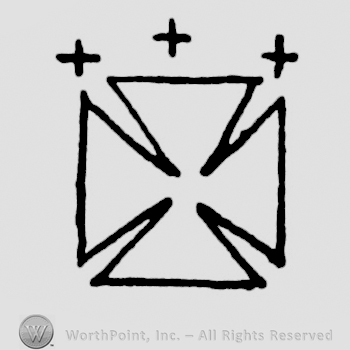a celtic cross under three small crosses