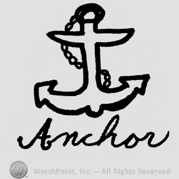 An anchor with a chain around it and the word "Anchor" handwritten below with lowercase letters