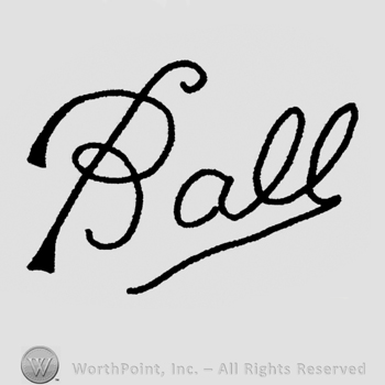 "Ball" handwritten with lowercase letters, last letter continues with a line under the whole name