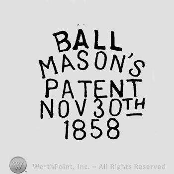 "Ball Mason's Patent Nov 30th 1858" written with uppercase letters on five rows