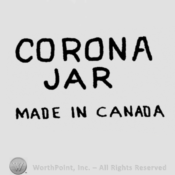 "Corona Jar" written with uppercase letters, "Made in Canada" written below